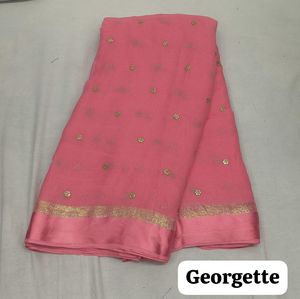 ผ้าจอร์เจียต์ปักลายเป็นมิตรกับสิ่งแวดล้อม ขอบผ้าซาติน ผ้าถักแบบวาร์ป ผสมขนสัตว์/วิสโคส กว้าง 43/44 นิ้ว - สำหรับชุดเดรส ผ้าทำความสะอาดบ้าน - Product Image 6