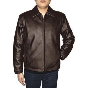 Chaqueta de cuero PU de motorista vintage personalizada para hombre, chaqueta de motocicleta masculina con cremallera, patrón teñido a prueba de agua desgastado para primavera - Product Image 1