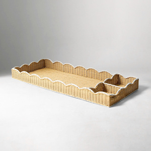 Wholesale Eco-friendly Rattan Baby <b>Changing</b> Basket Scalloped Wicker <b>Changing</b> Table <b>Topper</b> for Newborn Nursery - Product Image 1