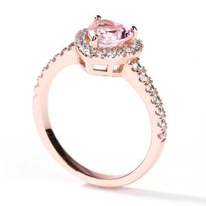 Anillo Jeulia con Incrustaciones de Plata de Ley y Morganita Sintética en Corte Corazón, Chapado en Oro Rosa - Product Image 2