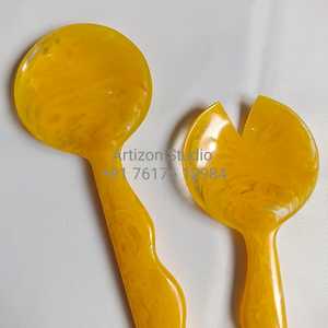 ชุดอุปกรณ์เสิร์ฟสลัดเรซิ่นทำมือ สีมัสตาร์ด เกรดอาหาร น้ำหนักเบา ใช้กับเครื่องล้างจานได้ เหมาะสำหรับโรงแรมและร้านอาหาร - Product Image 2