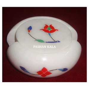 Unique Design Round Shape Pure White Marble Inlay Tea <b>Coaster</b> <b>Set</b> Use For Home And Restaurant Decorations Purpose in Best Price - Product Image 1