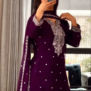 Traje étnico Salwar Kameez Gharara, nuevo Color, ropa de fiesta de seda pura Chinon, ropa étnica india pakistaní para invierno, verano, nuevo - Product Image 1