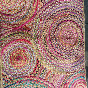 Alfombras de Yute CHINDI Redondas, Geométricas, Hechas a Máquina, Modernas, Trenzadas, Ecológicas, Antideslizantes, de Forma Rectangular, con Base de Yute de Pelo Corto - Product Image 1