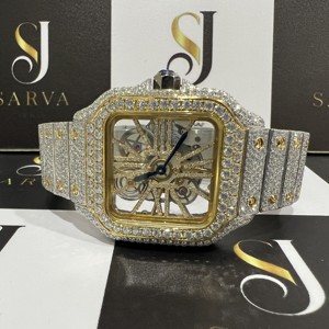 Reloj de diamantes certificado IGI para hombre, VVS Moissanite tamaño personalizado, pantalla analógica de la mejor calidad, esfera de cristal, ventana, movimiento mecánico - Product Image 1