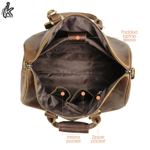 Sac de voyage personnalisé OEM avec logo, sac de week-end en cuir pleine fleur, sac de voyage pour homme, sac de transport pour la nuit - Product Image 4