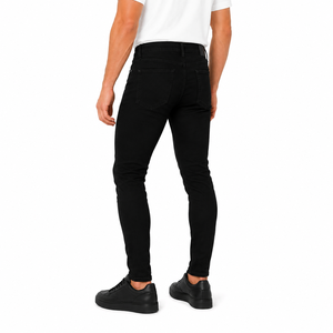 High Quality <b>Men</b> <b>Stretch</b> Skinny Denim Jeans Regular Rise Button Fly Slim Fit Denim Jeans Pants Casual Streetwear Trousers - Product Image 4
