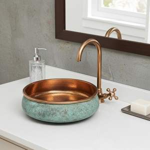 Lavabos de cobre artesanales de primera calidad, ideales para entusiastas de la decoración de lujo que aprecian la artesanía artística única en metal. - Product Image 5