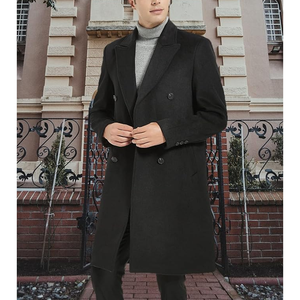Trench-coat décontracté en fibre de bambou pour homme, coupe ajustée, col cranté, veste longue, pardessus, manteau à simple boutonnage avec poches - Product Image 6