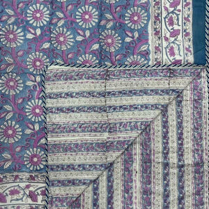 Jaipur bloque de mano impreso algodón suave cama individual Dohar artesanal tradicional hecho a mano 100% algodón Reversible Dohar - Product Image 1