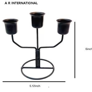 Hot Selling Black 3-Arm Metal Wire Candlestick Holder Small Decorative Candelabra for Easter <b>Valentines</b> Day Christmas Other - Product Image 4