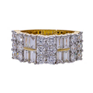 Elegante anillo de banda ancha de diamantes de oro de 14 quilates para hombres y mujeres, regalo de aniversario Baguette con diamantes, pieza de declaración natural - Product Image 6