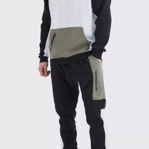 Survêtement de sport en molleton de coton de haute qualité, coupe ajustée, style streetwear, ensemble 2 pièces pour hommes - Product Image 4