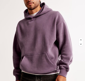 Venta al por mayor personalizado de alta calidad de lana pulóver gota hombro ropa teñida de peso pesado de algodón liso cuadrado recortado Sudadera con capucha de gran tamaño - Product Image 1