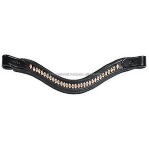 Personalizado 1 Fila cristales dorados mega Bling cadena de metal con incrustaciones de canal vacío forma de onda cuero ceja de caballo banda en mazorca completa - Product Image 2