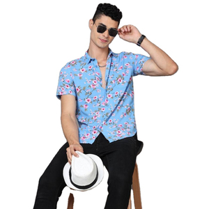 Ropa de playa de marca personalizada OEM y ODM para hombre, ropa de verano de alta calidad con estampado de tela de algodón 100% de media manga, camisas de precio al por mayor - Product Image 1