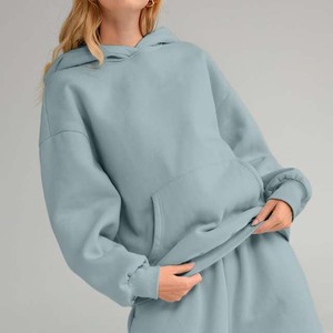 Sweat-shirts avec capuche Logo OEM personnalisé Sweat à capuche surdimensionné en polaire et polyester Sweat à capuche décontracté style Wouk Y2k pour femmes avec fermeture éclair - Product Image 2