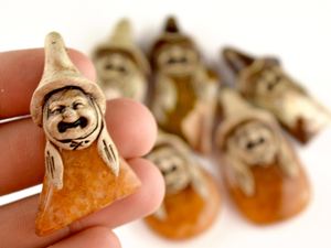 Bijoux anciens faits à la main pendentif naturel agate noire polymère argile ethnique conçu visage cristal guérison diamant charmant - Product Image 3