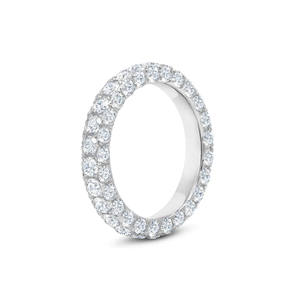 Alliance de mariage en or 18 carats, élégante, trois rangs, pavé de diamants de laboratoire, fabrication de bijoux internationale, vente en gros et au détail OEM - Product Image 1