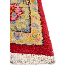 Tapis en laine noués à la main Aalam, motif médaillon rose et violet, forme puzzle rectangulaire pour la maison, le salon, le couloir, l'entrée, les chambres d'adolescents - Product Image 4