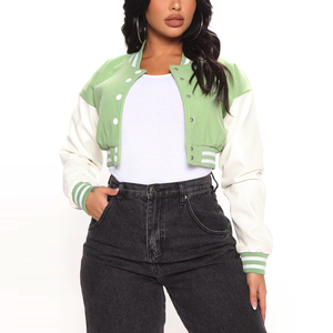 Women Cropped Varsity Jackets Oem High Quality Custom Wool Custom Baseball Vintage Women Casual Varsity Jackets - Product Image 1