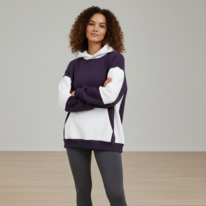 Sweat à capuche personnalisé pour femme, style streetwear vintage, délavé à l'acide et au sel, épaules tombantes, anti-boulochage, logo imprimé en relief - Product Image 3