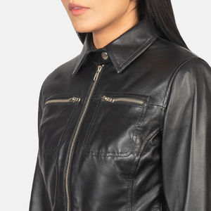 Veste en cuir classique pour femme, touche contemporaine, douceur au toucher, doublure intérieure lisse, extérieur en coton, respirante, coupe-vent, pour tous les jours - Product Image 6