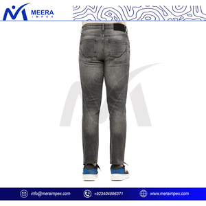 กางเกงยีนส์ขาตรงเอวสูงปักและซักด้วยความสบายใส่ได้ทุกวันทันสมัย - Product Image 3