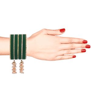 Brazalete de Metal con acabado mate, joyería india con borlas colgantes, pulsera de Boda nupcial de cristal CZ - Product Image 2