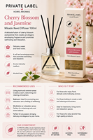 Difusor de Aromas Botánicos de Flor de Cerezo y Jazmín de Marca Privada 100ml OEM |   Aromatizante para el Hogar Mikado Sin Alcohol |   España UE
