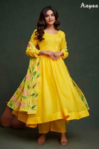 Tissu en soie d'organza de Viscose lourd et à la mode Attache intérieure complète Kurti traditionnel indien de haute qualité avec ensemble Dupatta de Surat - Product Image 6