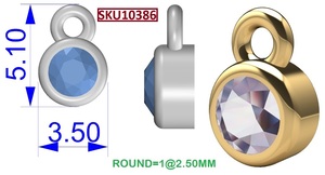 Colgante de Amatista de 5 mm con Base Redonda de Plata de Ley Chapada en Oro - Regalo - Product Image 6
