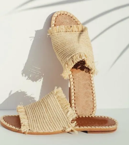 MULES EN RAFIA PLATES, sandales en raphia, chaussures faites à la main, chaussures en raphia, sandales d'été, chaussures d'été pour femmes, chaussures de plage - Product Image 3