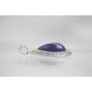 Grand pendentif goutte d'eau en filigrane Lapis plaqué rhodium - Product Image 3