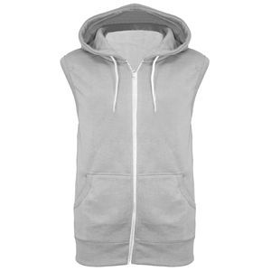High Quality <b>Men's</b> <b>Sleeveless</b> Pullover Drawstring Winter <b>Hoodie</b> 100% Cotton Fleece Breathable Sportswear for Bodybuilding Gym - Product Image 1