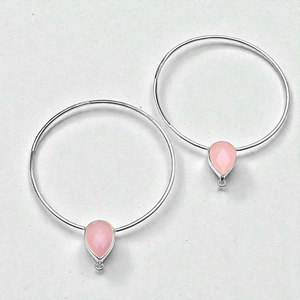 จี้สร้อยคอเงินแท้ 925 ขายส่ง จี้หินธรรมชาติสีชมพูทรงลูกแพร์ จี้ประดับพลอยทรงกลม จี้เครื่องประดับขายส่ง - Product Image 1