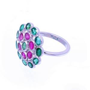 Anillo de turmalina rosa y Esmeralda, el mejor regalo para aniversario - Product Image 1