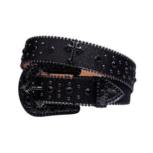 Ceinture de taille vintage de haute qualité Nouveau style Western Design avec symbole de croix de perle et boucle en alliage de strass - Product Image 1