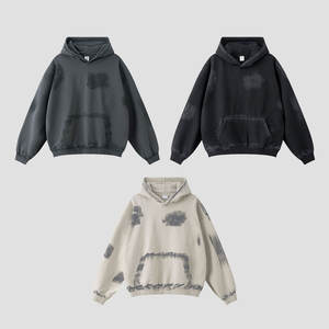 2025 Sudadera con capucha de gran tamaño para hombre, pintura desgastada de calidad superior, lavado ácido pesado, Terry francés Vintage 3D invierno - Product Image 2