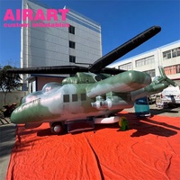 Modèle d'hélicoptère de simulation gonflable de couleur camouflage, décoration de ballon d'avion gonflable d'exposition carrée extérieure