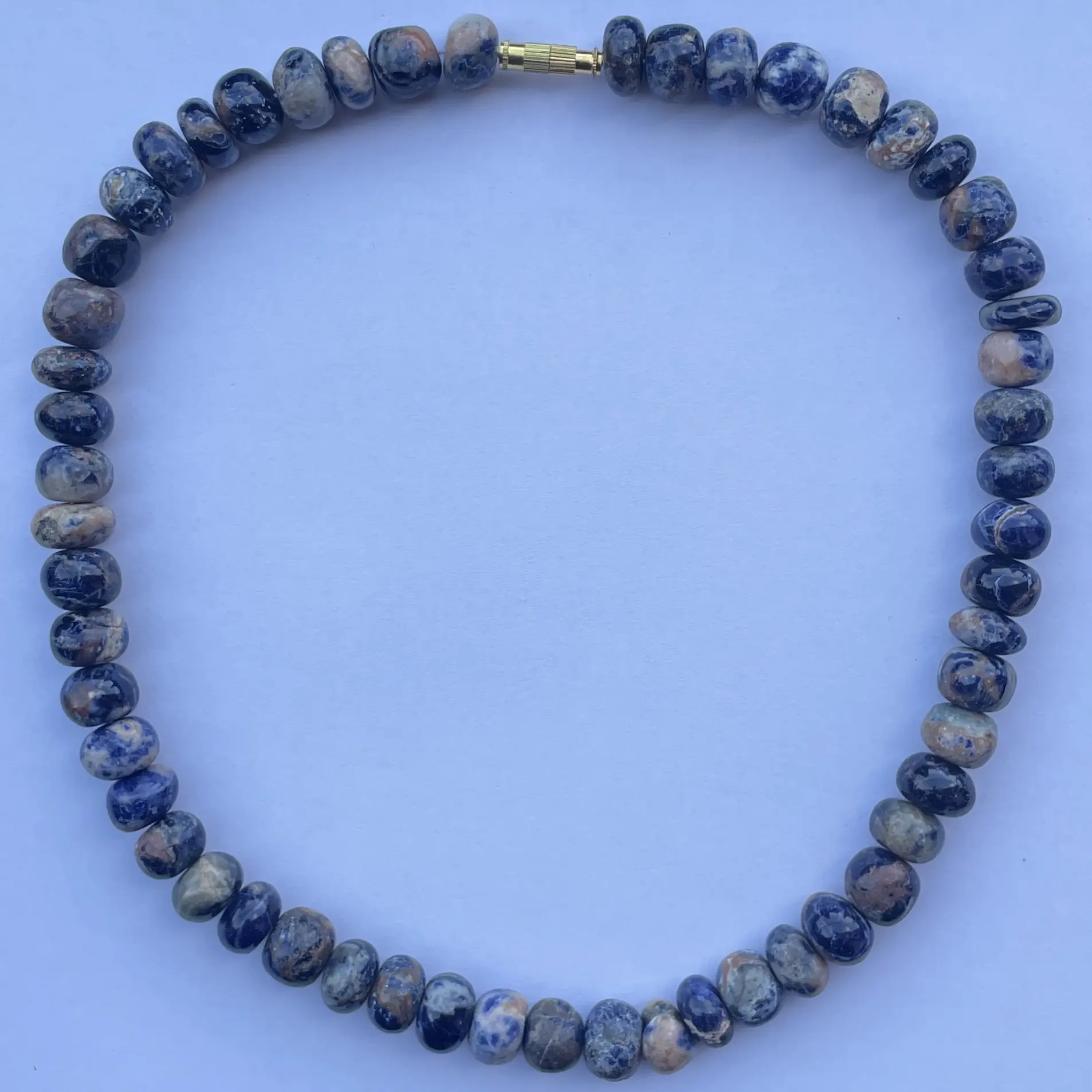 6Mm 8Mm 10Mm 12Mm Batu Sodalit Biru Alami Halus Rondelle Gemstone Beads Kalung Batu Asli Chunky Wanita Desainer Berat