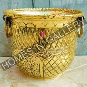 Handcrafted Metal Planter Pots Vintage Engraved Brass for Indoor & Garden Multiple Sizes & Rounded Shape Home <b>Flower</b> Displays - Product Image 2