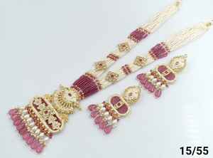 JOYERÍA DE COBRE TRADICIONAL Y DE MODA INDIA CONJUNTO DE JOYERÍA DE BODA NOVIA PARA MUJER CONJUNTO DE PENDIENTES Y COLLAR - Product Image 4