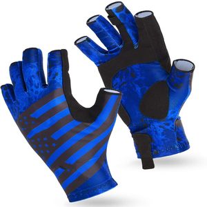 Venta al por mayor personalizado UV50 + protección solar guantes de pesca sin dedos pesca con mosca Bass Gear EE. UU. AUS cuero OEM transpirable 2025 - Product Image 1