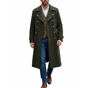 Abrigo Largo de Lana para Hombre, Ropa de Invierno, Precio al por Mayor, Mezcla de Poliéster de Larga Duración, Abrigo Largo de Moda para Hombre - Product Image 1