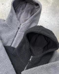 Custom thick <b>sherpa</b> ninja <b>hoodie</b> windproof half zip lamb wool jacket fluffy <b>fleece</b> <b>men</b> <b>hoodie</b> 2025 New Fashion Premium Quality - Product Image 4