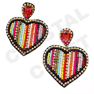 Pendientes de cuentas WHO DAT para mujer, Día conmemorativo patriótico, Material de tela de Color naranja, blanco y azul - Product Image 3