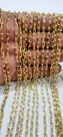 Cadena de Eslabones Rectangulares Chapada en Oro Súper Premium, Se Vende por Metro, Joyería Corporal para Mujer, Estilo Clásico para Fiestas de Compromiso