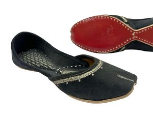 Black Fancy Fashionable <b>Khussa</b> Traditional Woman <b>Khussa</b> Ladies Printed Party Handcrafted Punjabi Style Khussas - Product Image 6