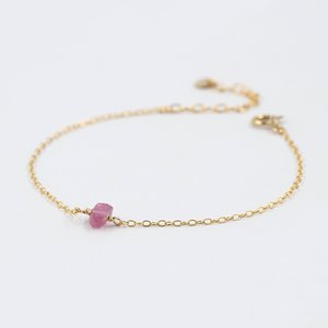 Vibrant Natural Pink Tourmaline Rough <b>Gemstone</b> <b>Bracelet</b> 925 Silver Boho <b>Bracelet</b> Promise Jewellery Gift for Women and Girls - Product Image 2